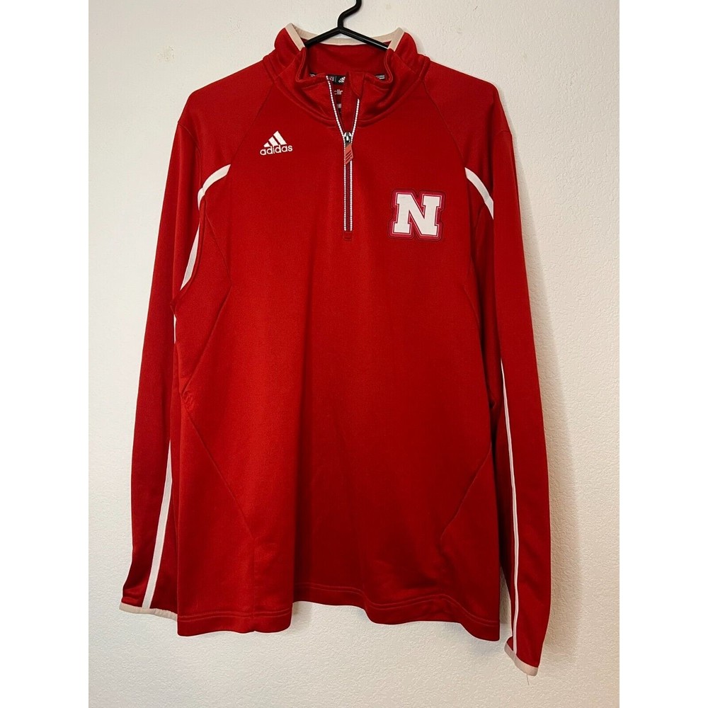 Nebraska Cornhuskers Jacket Mens Medium Red White Adidas Climalite Skers UNL